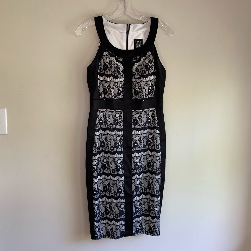 JAX black white bodycon sleeveless dress size 4
